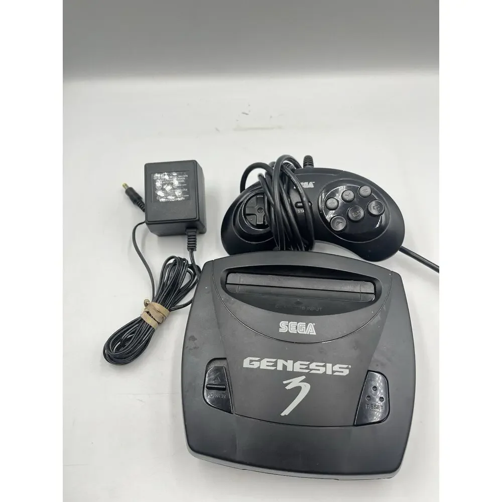 Sega Genesis 3 Console w/ Original 6 Button Controller & OEM Adapter - Black